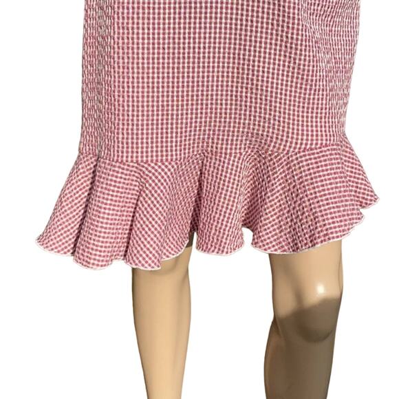 New WAYF Dorian Ruffled Asymmetrical Gingham Ruffled Crisscross Back Dress S - Picture 10 of 11